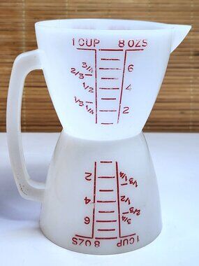 Vintage Tupperware Hourglass Measuring Cup Double Sided Wet Dry 1 Cup 8 oz 860